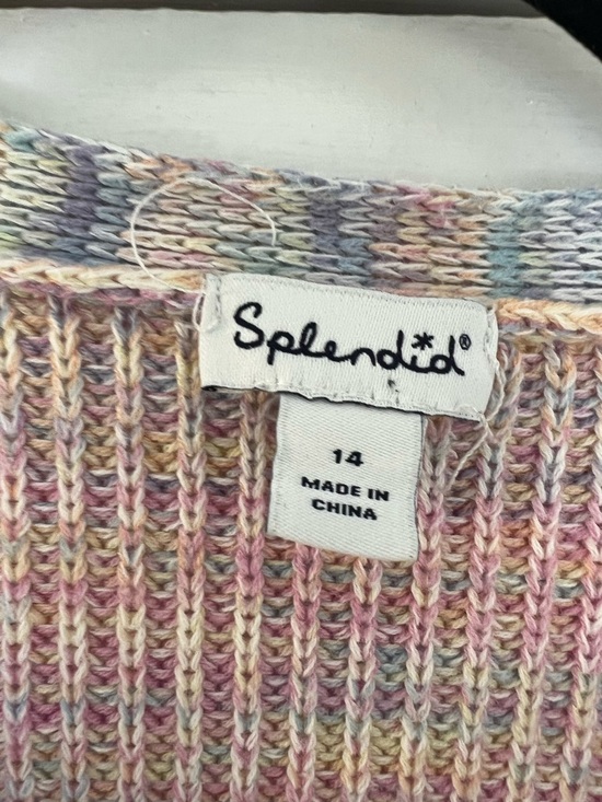 Splendid Sunset Marl Cardigan Pastel Multi-Color V-Neck Button Cardigan Sz 14 - Picture 3 of 5